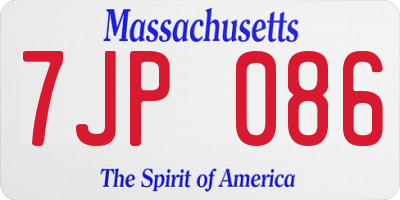 MA license plate 7JP086