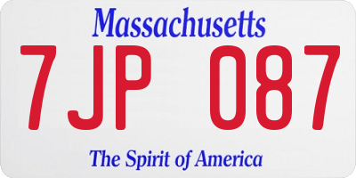 MA license plate 7JP087