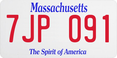 MA license plate 7JP091