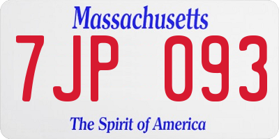 MA license plate 7JP093