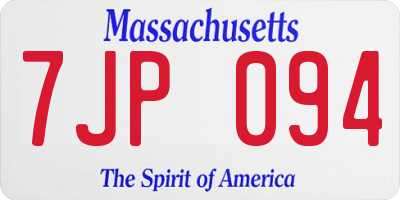 MA license plate 7JP094