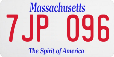 MA license plate 7JP096