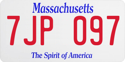 MA license plate 7JP097