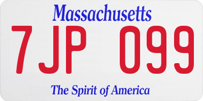 MA license plate 7JP099
