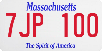 MA license plate 7JP100