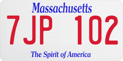 MA license plate 7JP102