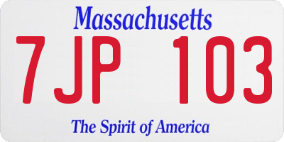 MA license plate 7JP103