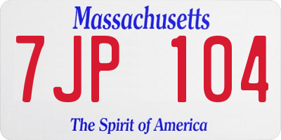 MA license plate 7JP104