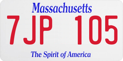 MA license plate 7JP105
