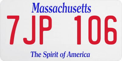 MA license plate 7JP106
