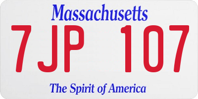 MA license plate 7JP107