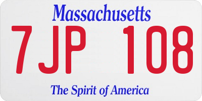 MA license plate 7JP108