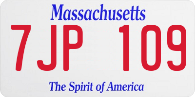 MA license plate 7JP109