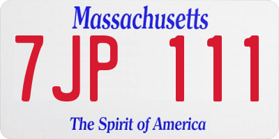 MA license plate 7JP111