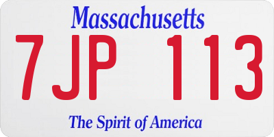 MA license plate 7JP113
