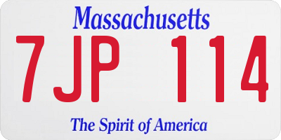 MA license plate 7JP114
