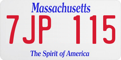 MA license plate 7JP115
