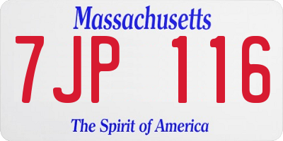 MA license plate 7JP116