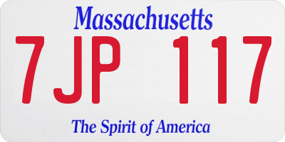 MA license plate 7JP117