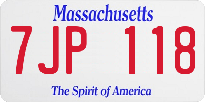 MA license plate 7JP118
