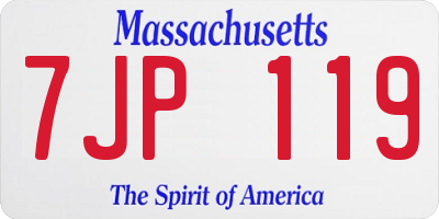 MA license plate 7JP119