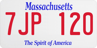 MA license plate 7JP120