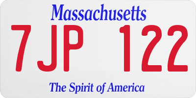 MA license plate 7JP122