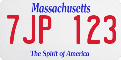 MA license plate 7JP123