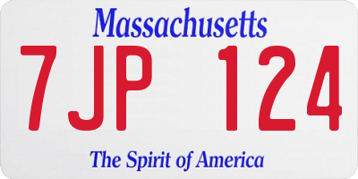 MA license plate 7JP124