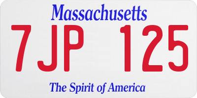 MA license plate 7JP125