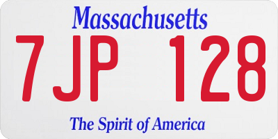 MA license plate 7JP128
