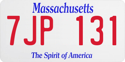 MA license plate 7JP131