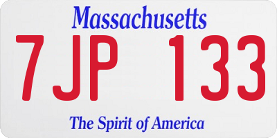 MA license plate 7JP133