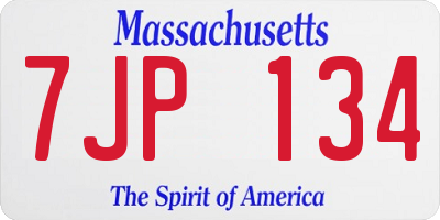 MA license plate 7JP134