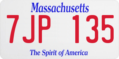 MA license plate 7JP135