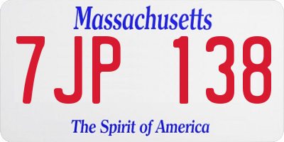 MA license plate 7JP138