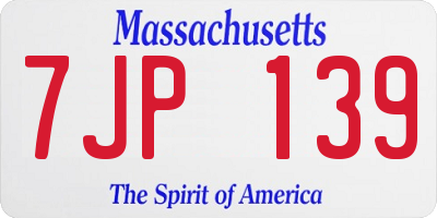 MA license plate 7JP139