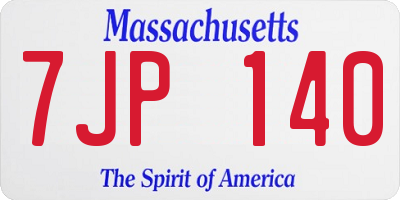MA license plate 7JP140