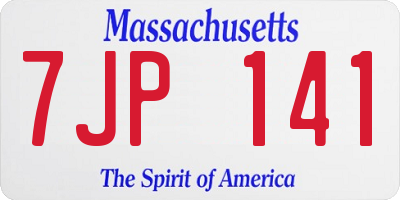 MA license plate 7JP141