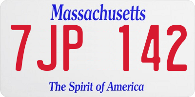 MA license plate 7JP142