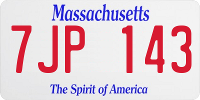 MA license plate 7JP143