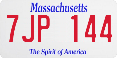 MA license plate 7JP144