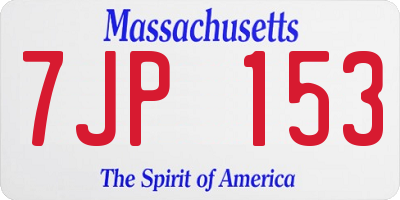 MA license plate 7JP153
