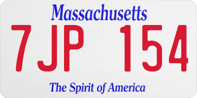 MA license plate 7JP154