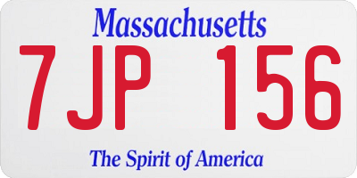 MA license plate 7JP156