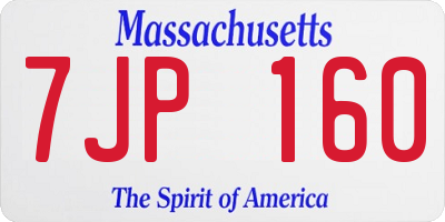 MA license plate 7JP160