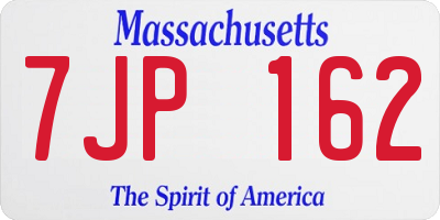 MA license plate 7JP162