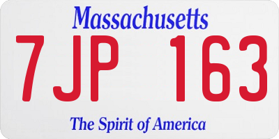 MA license plate 7JP163
