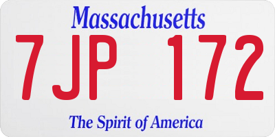 MA license plate 7JP172