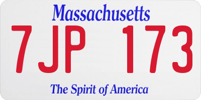 MA license plate 7JP173
